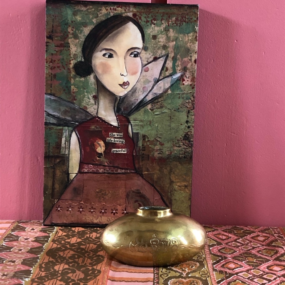 70's Oblong Brass Bud Vase - India - Brass Vase - Brass Accent
